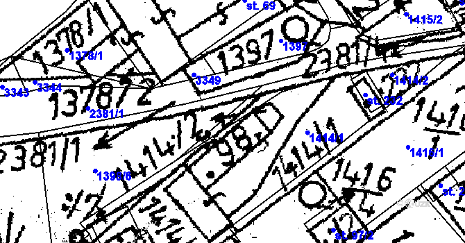 Parcela st. 98 v KÚ Těmice u Kamenice nad Lipou, Katastrální mapa