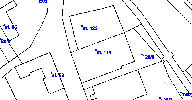 Parcela st. 114 v KÚ Těmice u Kamenice nad Lipou, Katastrální mapa