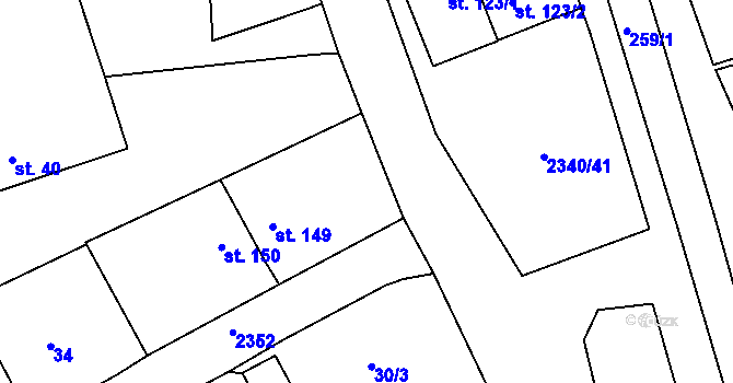 Parcela st. 149 v KÚ Těmice u Kamenice nad Lipou, Katastrální mapa