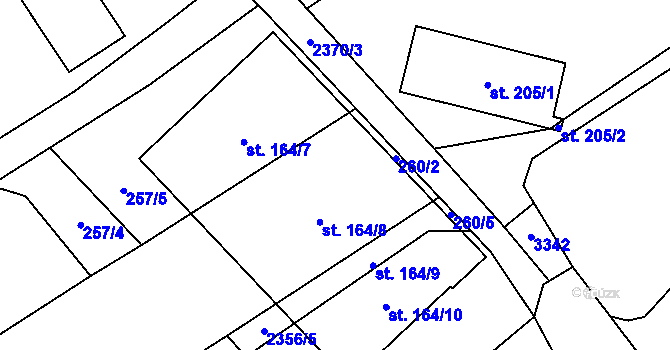 Parcela st. 164 v KÚ Těmice u Kamenice nad Lipou, Katastrální mapa
