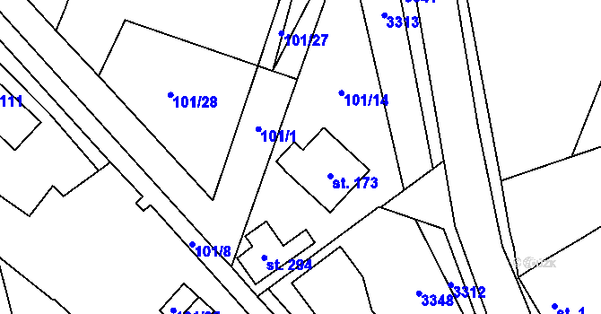 Parcela st. 173 v KÚ Těmice u Kamenice nad Lipou, Katastrální mapa