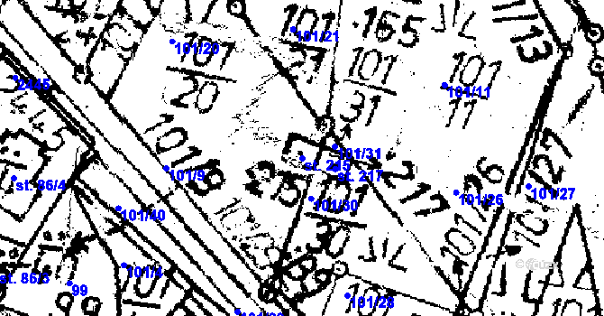 Parcela st. 215 v KÚ Těmice u Kamenice nad Lipou, Katastrální mapa
