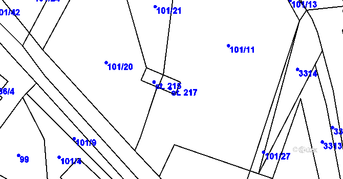 Parcela st. 217 v KÚ Těmice u Kamenice nad Lipou, Katastrální mapa