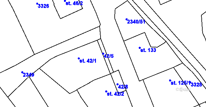 Parcela st. 42/5 v KÚ Těmice u Kamenice nad Lipou, Katastrální mapa