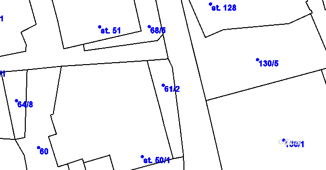 Parcela st. 61/2 v KÚ Těmice u Kamenice nad Lipou, Katastrální mapa