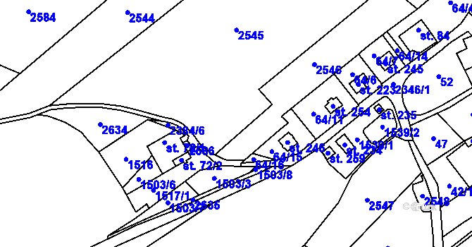Parcela st. 64/1 v KÚ Těmice u Kamenice nad Lipou, Katastrální mapa