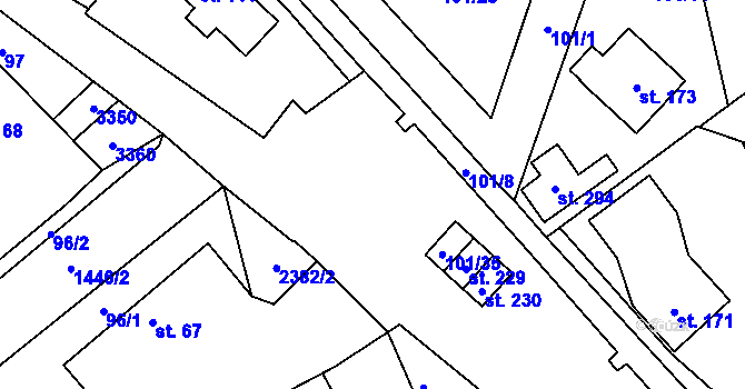 Parcela st. 101/16 v KÚ Těmice u Kamenice nad Lipou, Katastrální mapa
