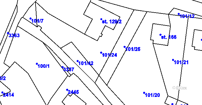 Parcela st. 101/24 v KÚ Těmice u Kamenice nad Lipou, Katastrální mapa
