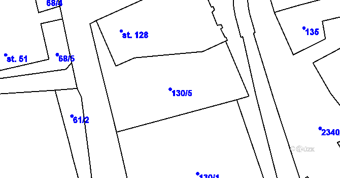 Parcela st. 130/5 v KÚ Těmice u Kamenice nad Lipou, Katastrální mapa