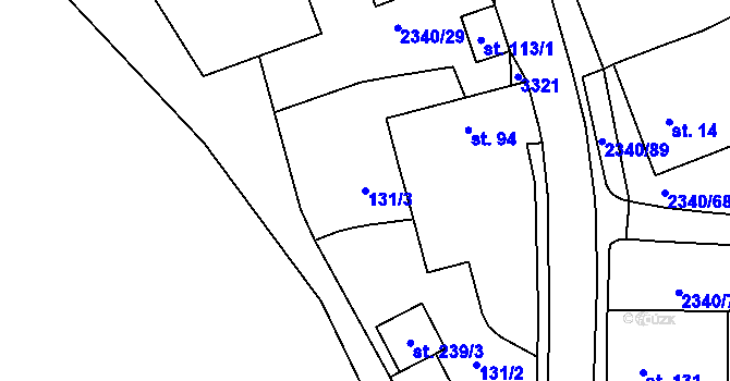Parcela st. 131/3 v KÚ Těmice u Kamenice nad Lipou, Katastrální mapa
