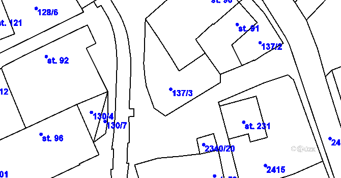 Parcela st. 137/3 v KÚ Těmice u Kamenice nad Lipou, Katastrální mapa