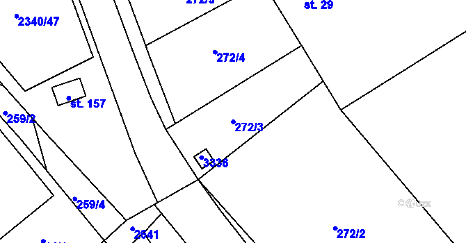 Parcela st. 272/3 v KÚ Těmice u Kamenice nad Lipou, Katastrální mapa