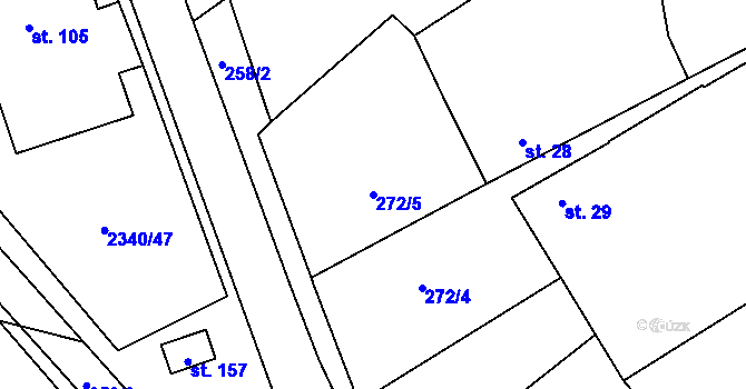 Parcela st. 272/5 v KÚ Těmice u Kamenice nad Lipou, Katastrální mapa