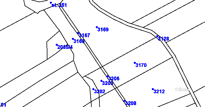 Parcela st. 2066/1 v KÚ Těmice u Kamenice nad Lipou, Katastrální mapa