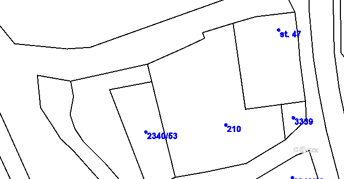 Parcela st. 2340/52 v KÚ Těmice u Kamenice nad Lipou, Katastrální mapa