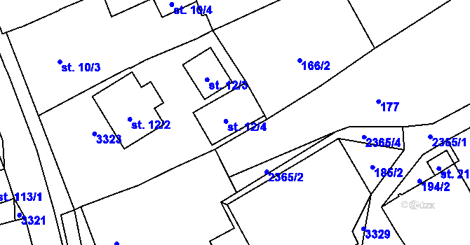 Parcela st. 12/4 v KÚ Těmice u Kamenice nad Lipou, Katastrální mapa