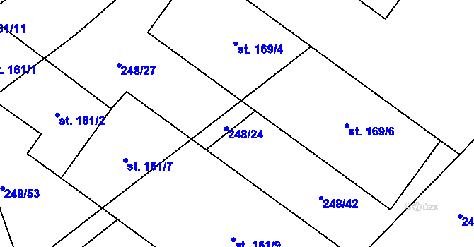 Parcela st. 248/24 v KÚ Těmice u Kamenice nad Lipou, Katastrální mapa