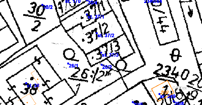 Parcela st. 37/3 v KÚ Těmice u Kamenice nad Lipou, Katastrální mapa