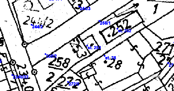 Parcela st. 253 v KÚ Těmice u Kamenice nad Lipou, Katastrální mapa