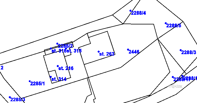 Parcela st. 263 v KÚ Těmice u Kamenice nad Lipou, Katastrální mapa
