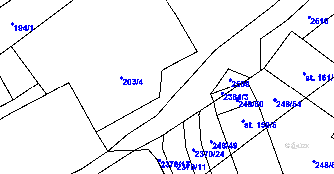 Parcela st. 203/9 v KÚ Těmice u Kamenice nad Lipou, Katastrální mapa