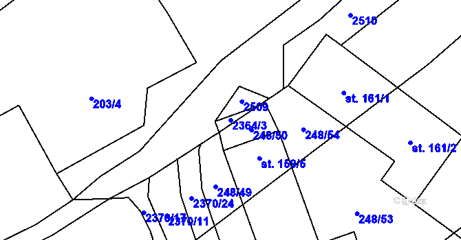 Parcela st. 2364/3 v KÚ Těmice u Kamenice nad Lipou, Katastrální mapa