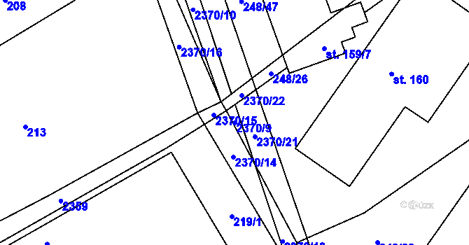 Parcela st. 2370/9 v KÚ Těmice u Kamenice nad Lipou, Katastrální mapa