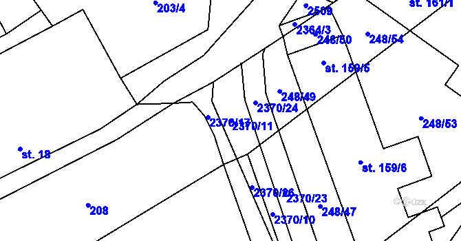 Parcela st. 2370/11 v KÚ Těmice u Kamenice nad Lipou, Katastrální mapa