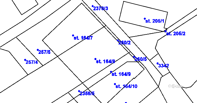 Parcela st. 164/8 v KÚ Těmice u Kamenice nad Lipou, Katastrální mapa