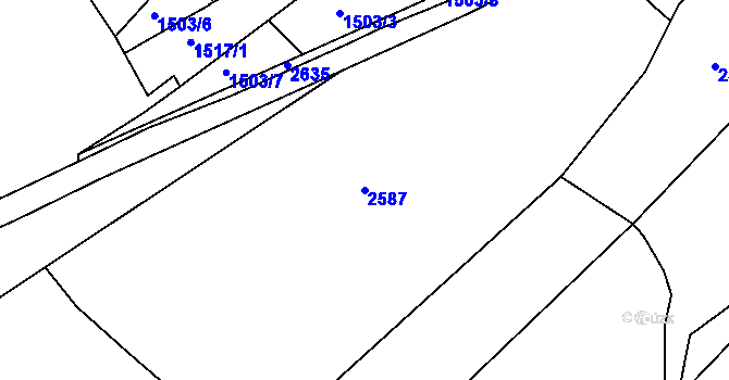 Parcela st. 2587 v KÚ Těmice u Kamenice nad Lipou, Katastrální mapa