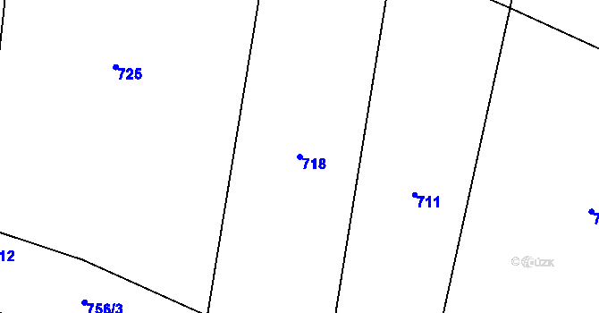 Parcela st. 718 v KÚ Těmice u Kamenice nad Lipou, Katastrální mapa