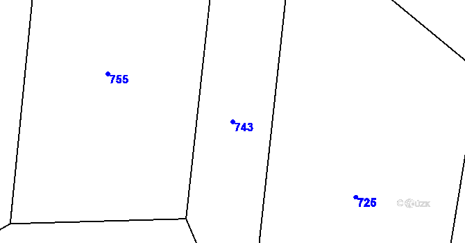 Parcela st. 743 v KÚ Těmice u Kamenice nad Lipou, Katastrální mapa