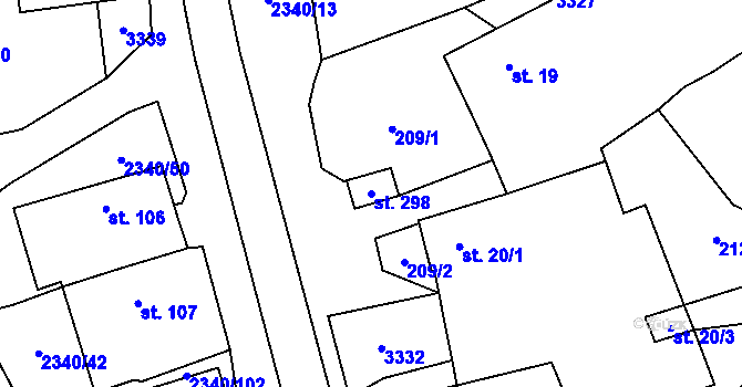 Parcela st. 298 v KÚ Těmice u Kamenice nad Lipou, Katastrální mapa