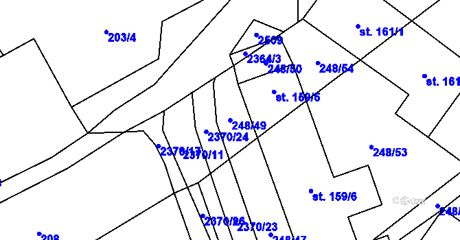 Parcela st. 248/49 v KÚ Těmice u Kamenice nad Lipou, Katastrální mapa