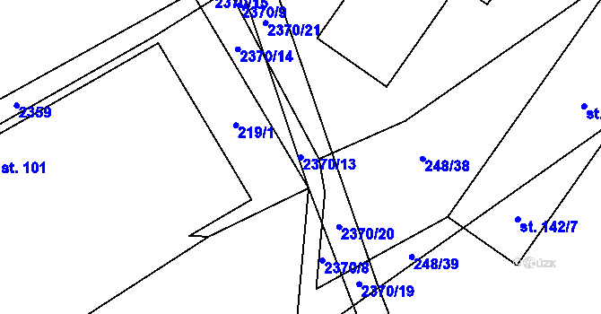 Parcela st. 2370/13 v KÚ Těmice u Kamenice nad Lipou, Katastrální mapa