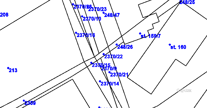 Parcela st. 2370/22 v KÚ Těmice u Kamenice nad Lipou, Katastrální mapa