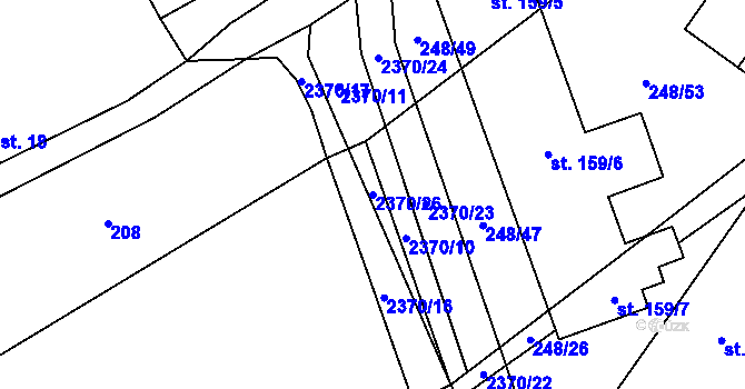 Parcela st. 2370/26 v KÚ Těmice u Kamenice nad Lipou, Katastrální mapa