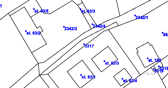 Parcela st. 3317 v KÚ Těmice u Kamenice nad Lipou, Katastrální mapa