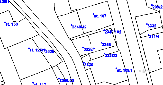 Parcela st. 3328 v KÚ Těmice u Kamenice nad Lipou, Katastrální mapa