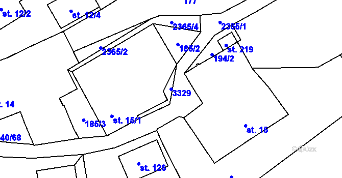 Parcela st. 3329 v KÚ Těmice u Kamenice nad Lipou, Katastrální mapa