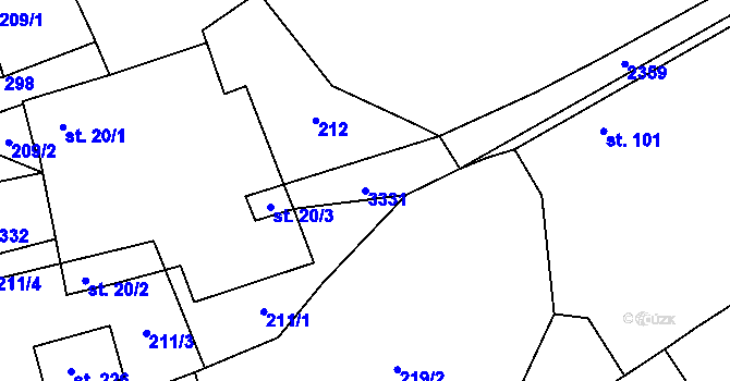 Parcela st. 3331 v KÚ Těmice u Kamenice nad Lipou, Katastrální mapa