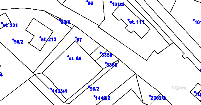 Parcela st. 3350 v KÚ Těmice u Kamenice nad Lipou, Katastrální mapa