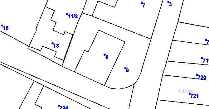 Parcela st. 8 v KÚ Těmice u Hodonína, Katastrální mapa