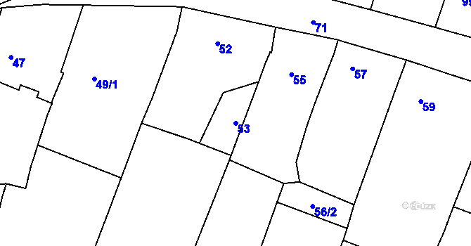 Parcela st. 53 v KÚ Těmice u Hodonína, Katastrální mapa