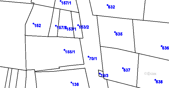Parcela st. 70/7 v KÚ Těmice u Hodonína, Katastrální mapa