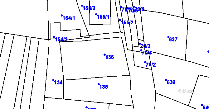 Parcela st. 136 v KÚ Těmice u Hodonína, Katastrální mapa