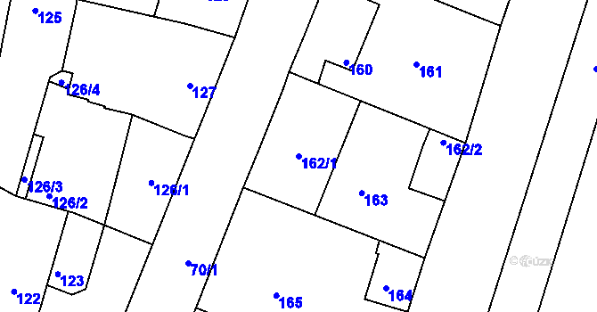 Parcela st. 162/1 v KÚ Těmice u Hodonína, Katastrální mapa