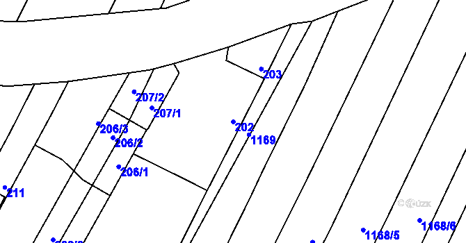 Parcela st. 202 v KÚ Těmice u Hodonína, Katastrální mapa