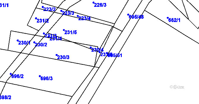 Parcela st. 231/6 v KÚ Těmice u Hodonína, Katastrální mapa