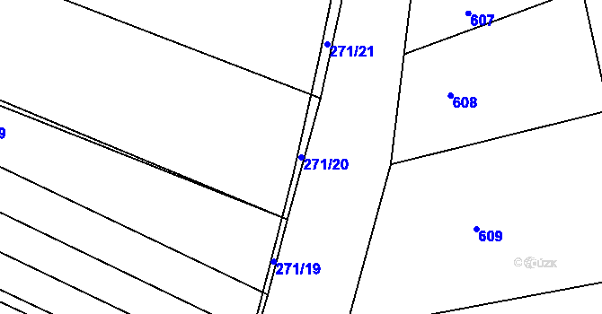 Parcela st. 271/20 v KÚ Těmice u Hodonína, Katastrální mapa